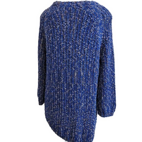 Talbots Bright Blue Open Knit Confetti Crew Sweater - sz XL - Picture 4 of 5